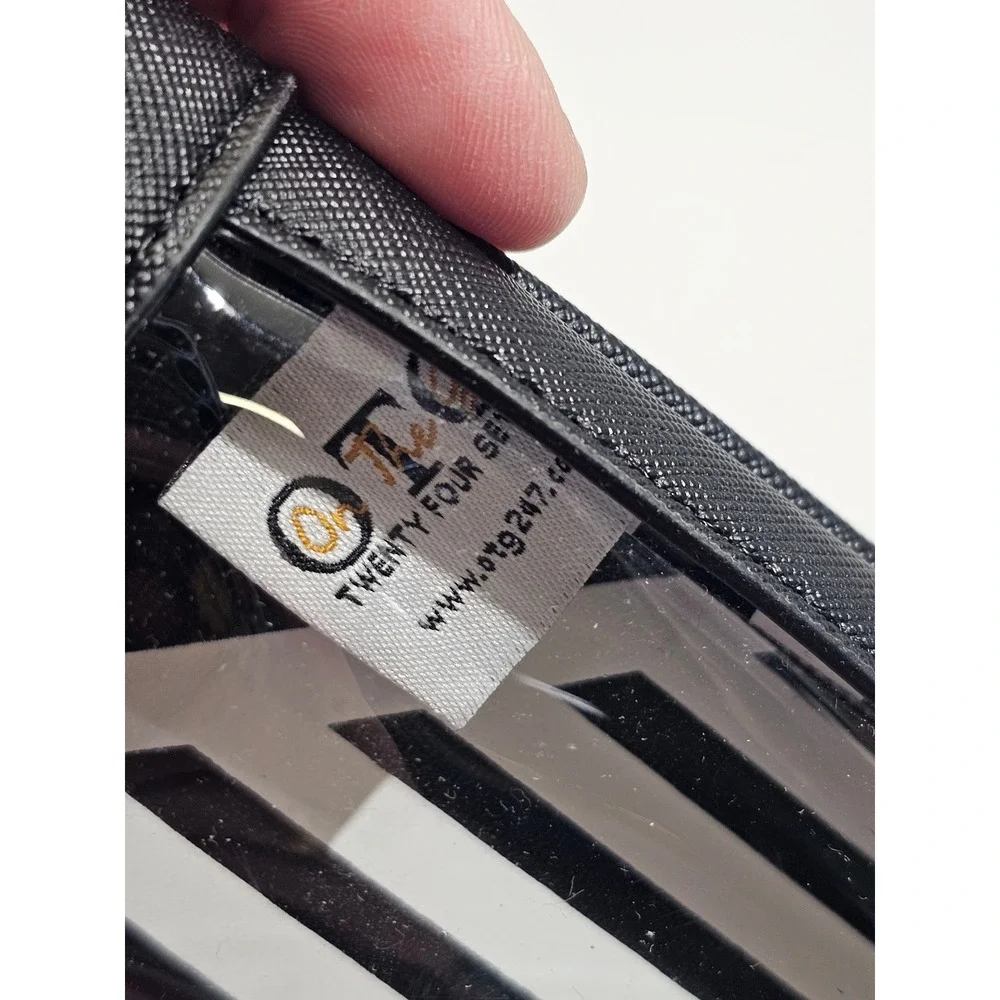 OTG247 Paws On The Go‎ #10 Clear Pouch Black White Faux Saffiano 18x11